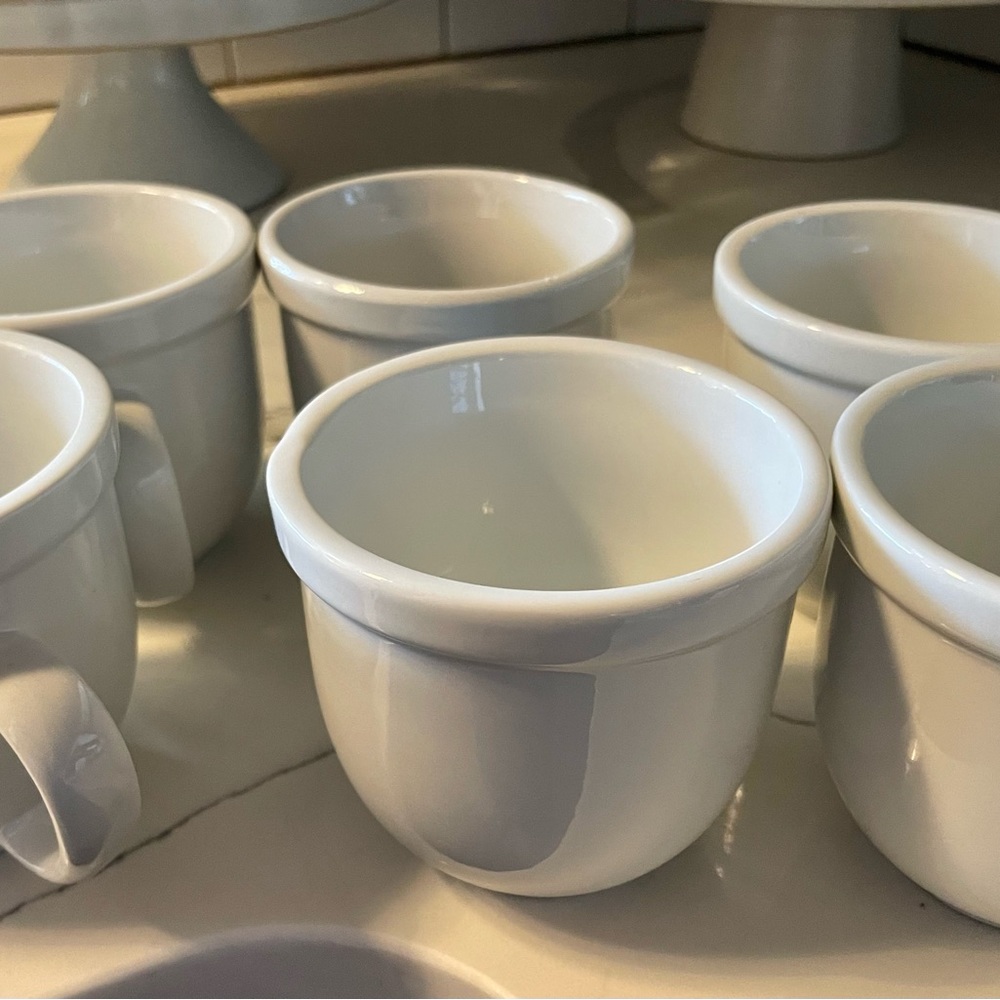 6 Pottery Barn Du Jour Coffee Mugs White Teacups set